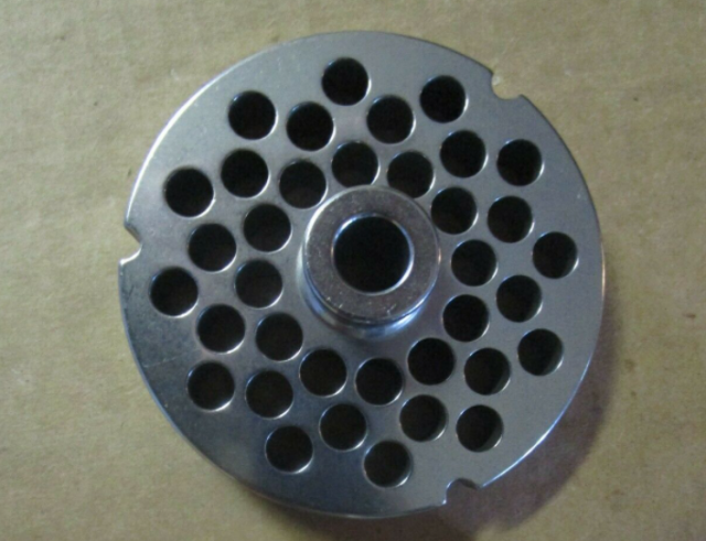 3/8" Grinder Plate with Hub for Hobart #32 Meat Grinders. 15mm Thick